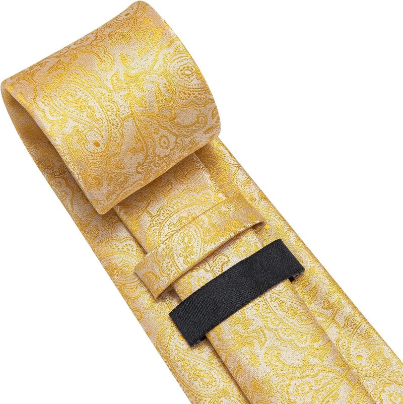 Dubulle Mens Tie Set Solid Paisley Silk Striped Necktie for Men with Cufflinks Tie and Pocket Square - Image 5